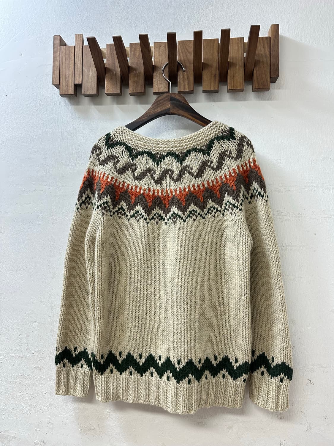 일본빈티지 Pual ce cin 울100% 노르딕 우드 버튼 니트 가디건 상품이미지5