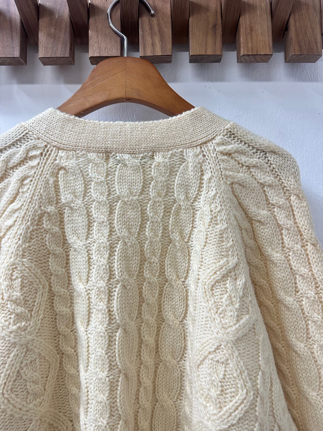 일본빈티지 ADAX 울 100% 아란 피셔맨 케이블 스웨터 니트 가디건 상품이미지5