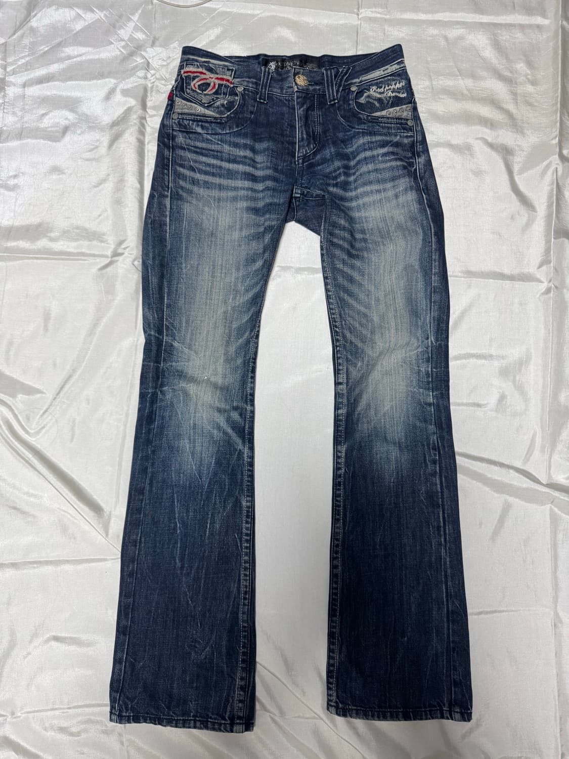 Red pepper 0O's 00sskull embroider denim 상품이미지2