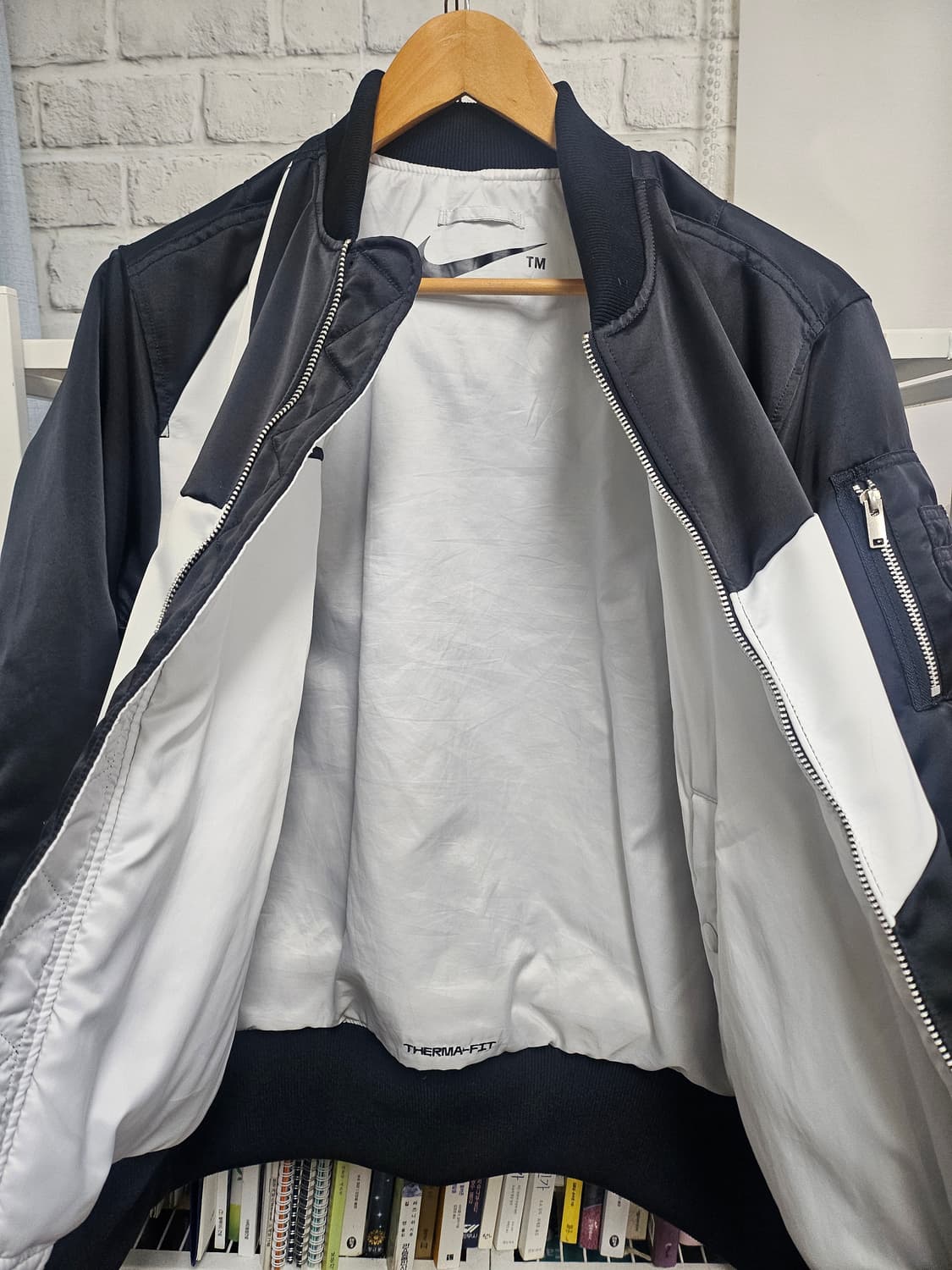 나이키 스우시 봄버자켓 XL 105 써마핏 양면 블루종 XD31 상품이미지5