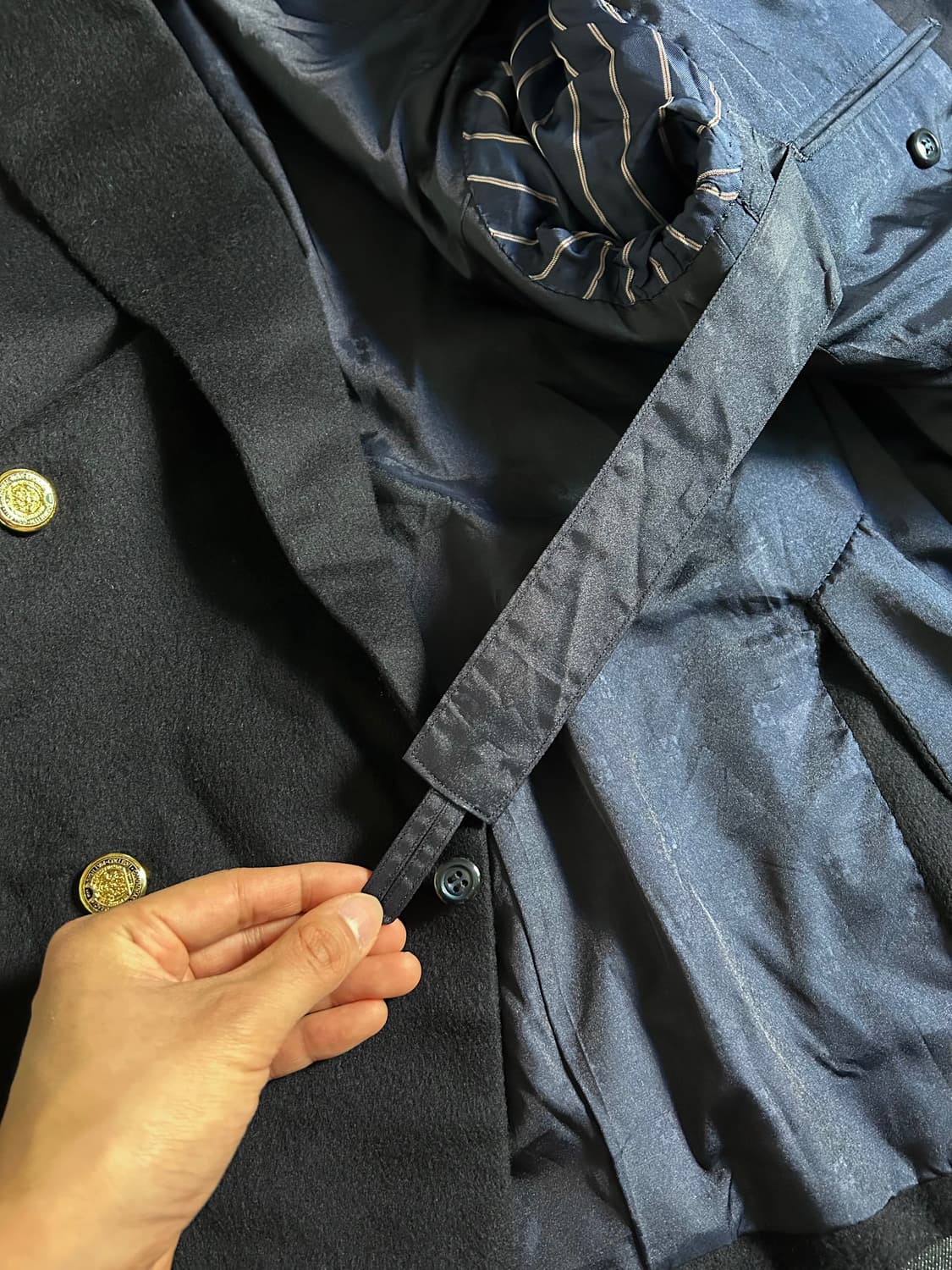 빈티지 100% 캐시미어 더블 브레스티드 네이비 금장 블레이저 상품이미지9