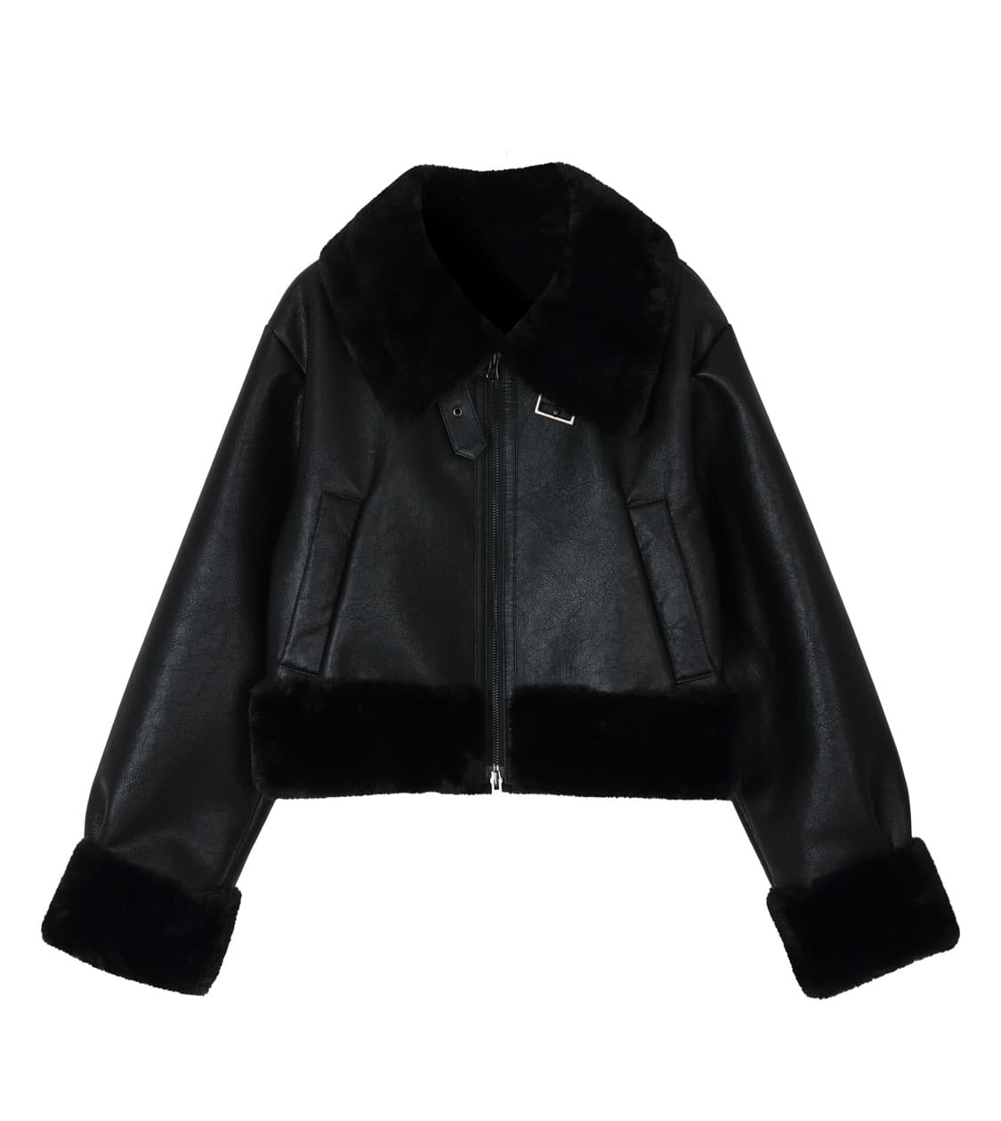 보헤미안서울 하이넥 쇼츠 무스탕 블랙 상품이미지1