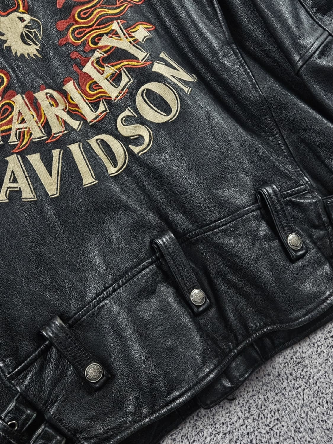 할리데이비슨 라이드프리 바이커 플레임 가죽 자켓 (3XL) / 11366 상품이미지10