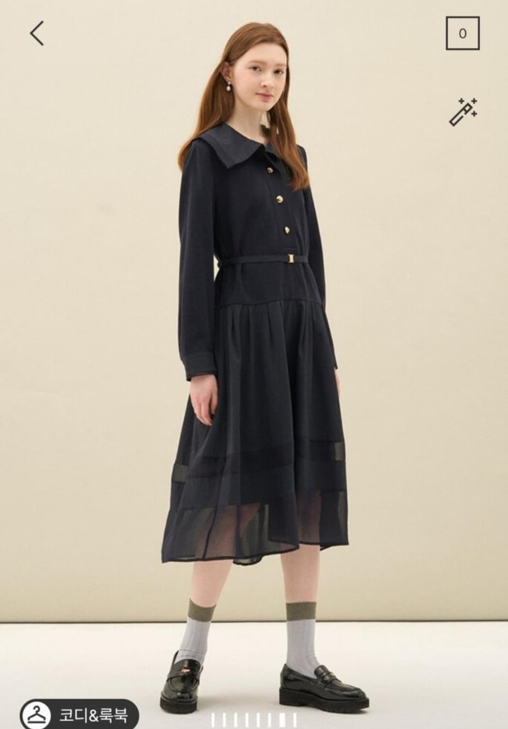 SJSJ 벨티드 세일러 셔링 원피스 55사이즈 상품이미지1