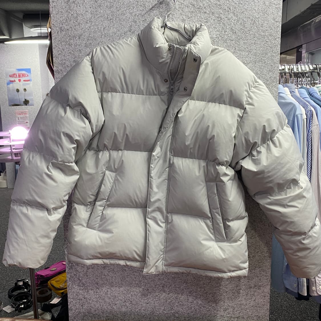 인사일런스 나일론 라이트그레이 패딩 B3346 상품이미지2