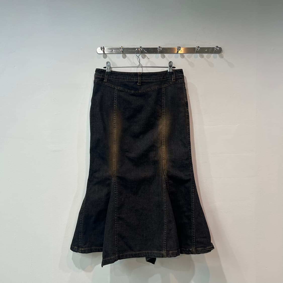 브라운 그런지 데님 언발 스커트 상품이미지6