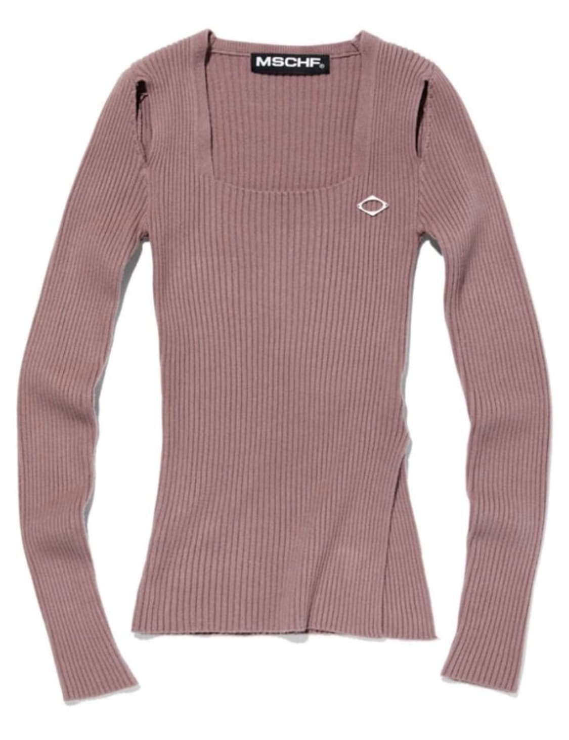 미스치프 스퀘어넥 니트 탑 로즈브라운 상품이미지1