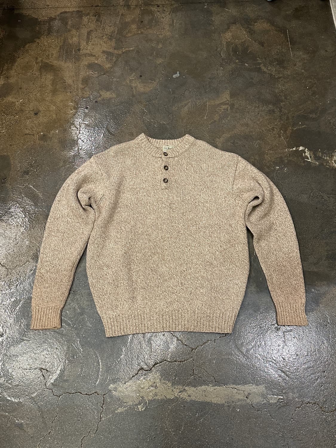 90s LL Bean 렘스울 버튼넥 니트 L 상품이미지1