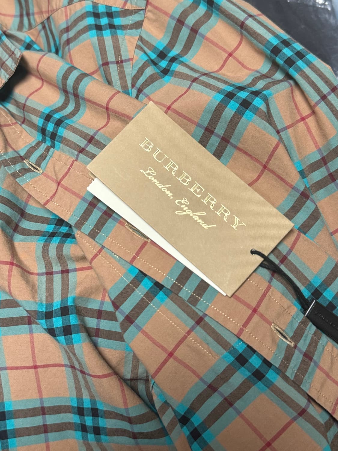버버리 체크 패턴 셔츠 아쿠아 그린 [XL] burberry shirts 상품이미지7