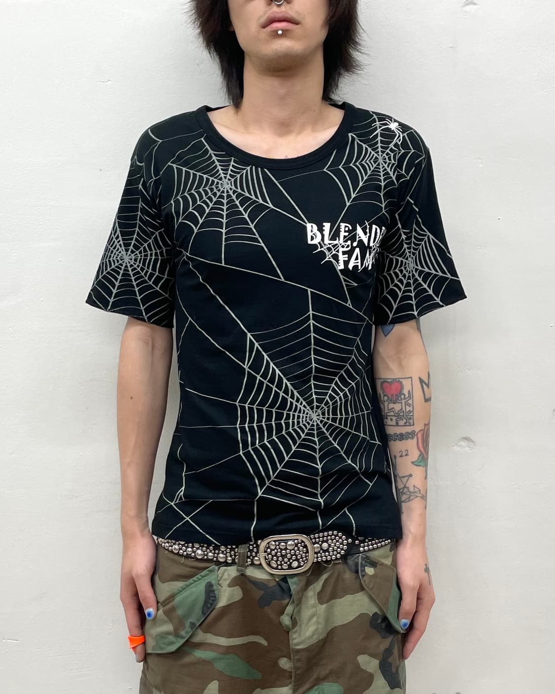 spider silk black vintage T-shirt  상품이미지1