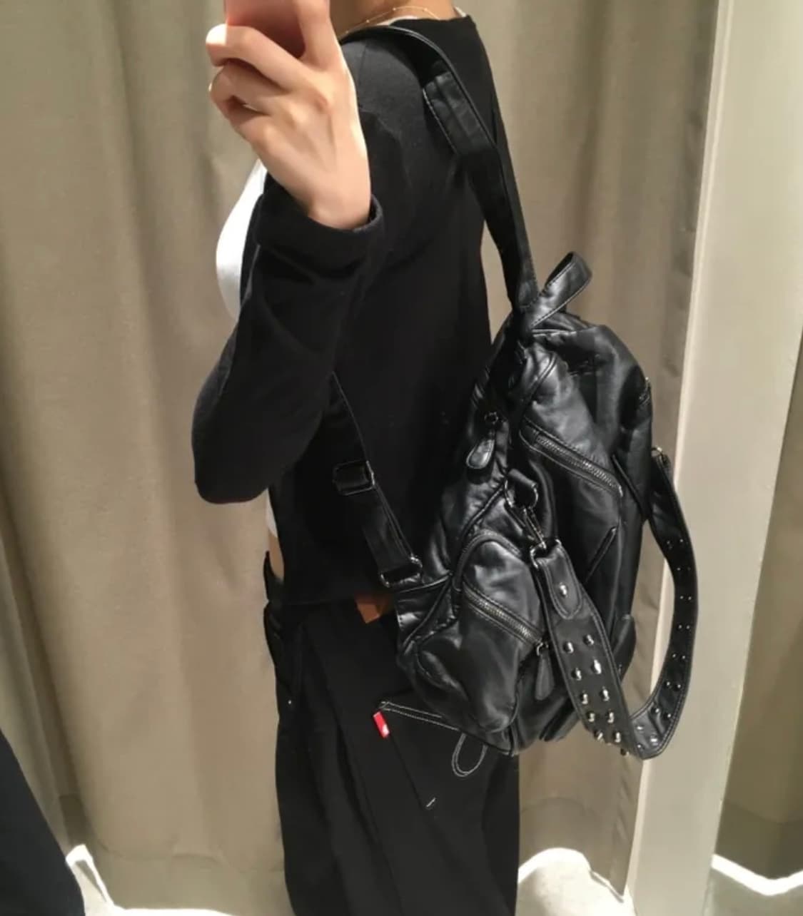 새상품) 블랙 투웨이 레더 백팩 상품이미지2