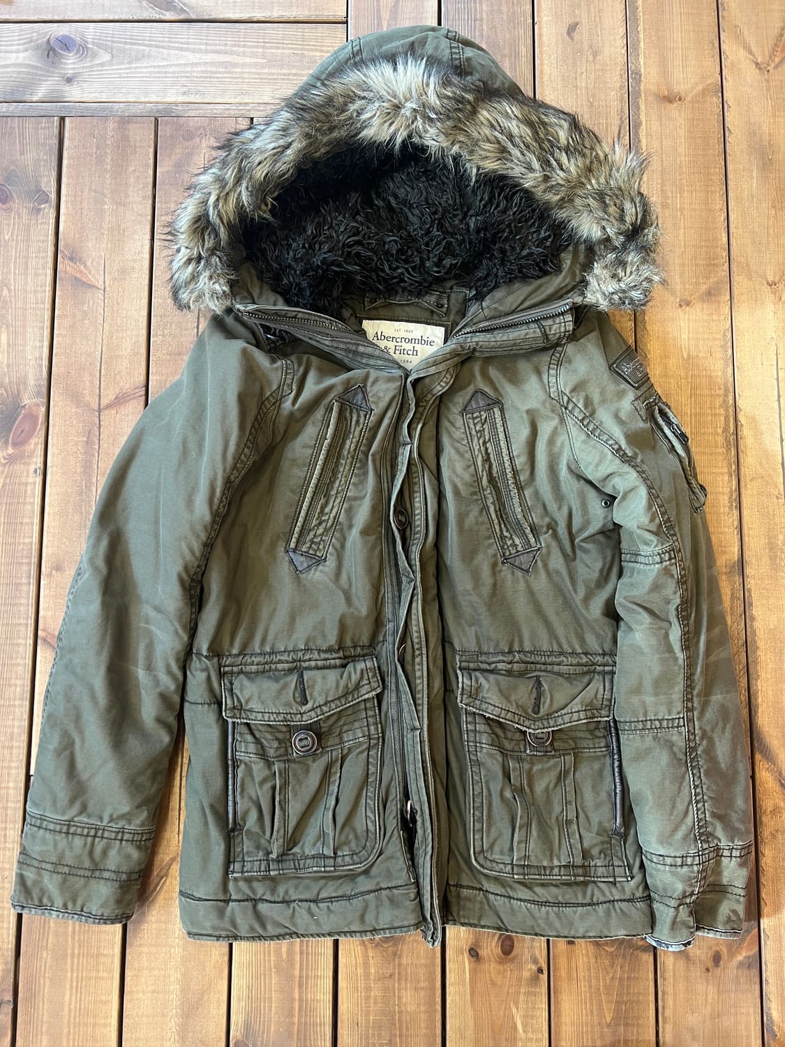 아베크롬비 카키 퍼 미디 패딩 상품이미지7