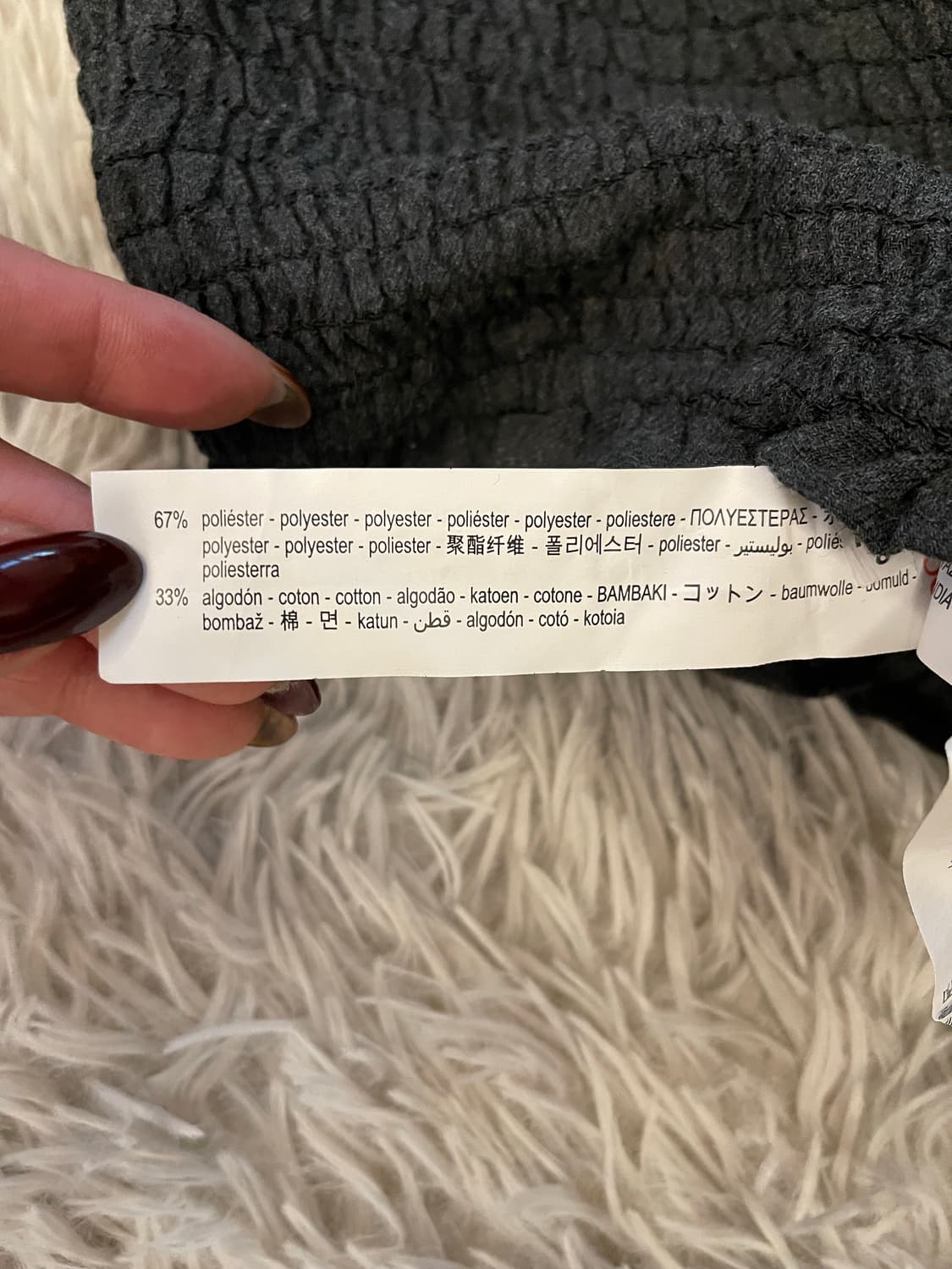 자라 스모크 셔링 긴팔 크롭 블라우스 차콜 상품이미지3