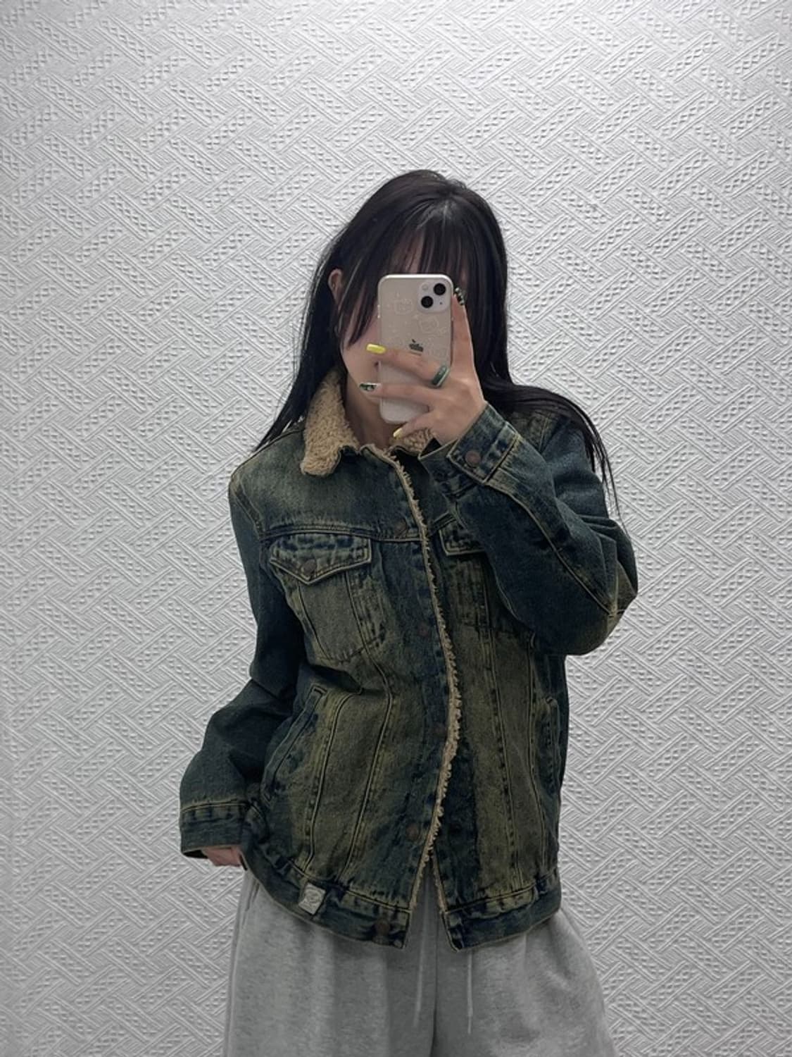 아베크롬비 빈티지 디스트로이드 워싱 양털 데님 자켓 M C07497 상품이미지2