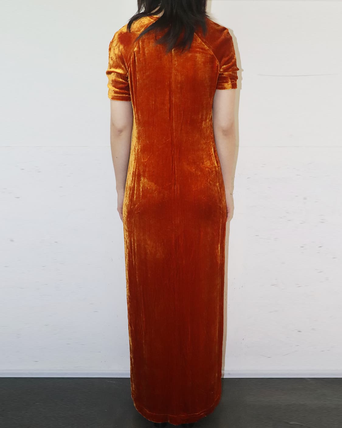 드리스 반 노튼 오렌지 벨벳 프론트 슬릿 맥시 드레스 상품이미지3
