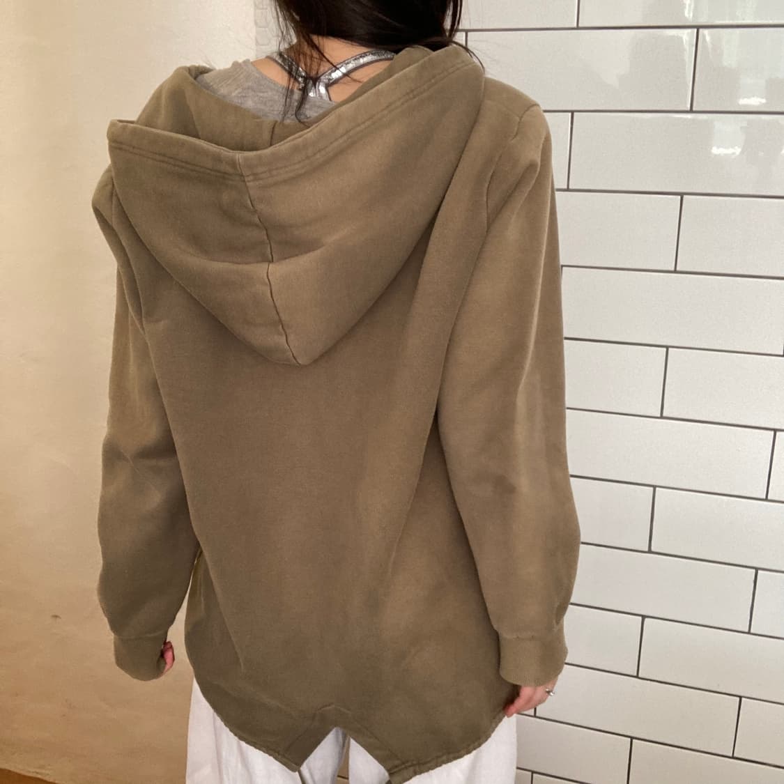 빈티지 카키 오버사이즈 후드 집업 상품이미지5