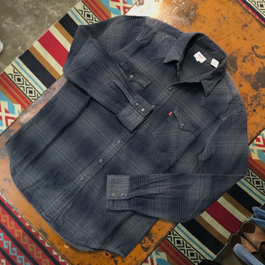 리바이스 그레이네이비 체크 도톰한 웨스턴 셔츠 남성 105 사이즈 상품이미지2