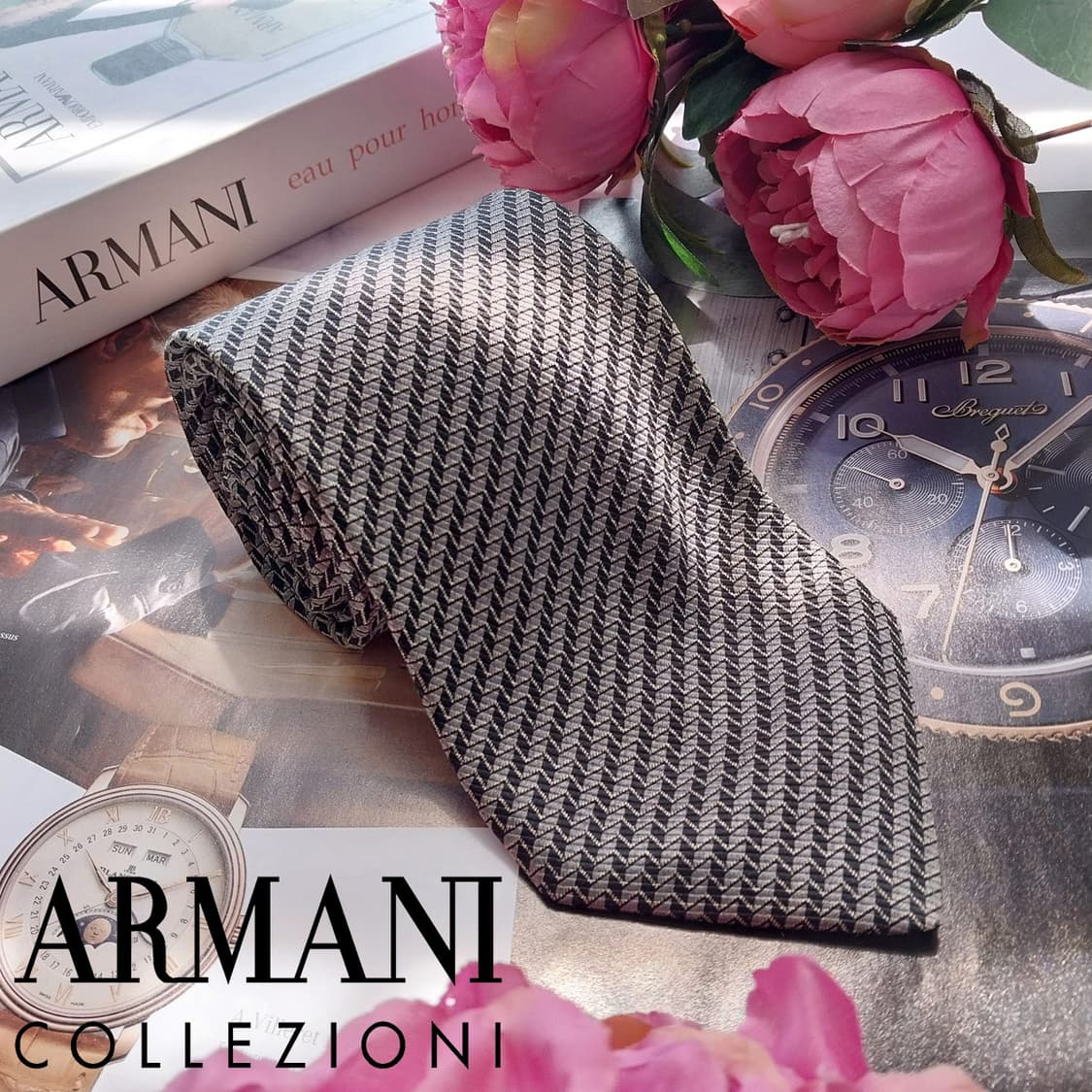 아르마니 꼴레지오니 블랙 패턴 넥타이 9.9cm A+등급 K2599
 상품이미지2