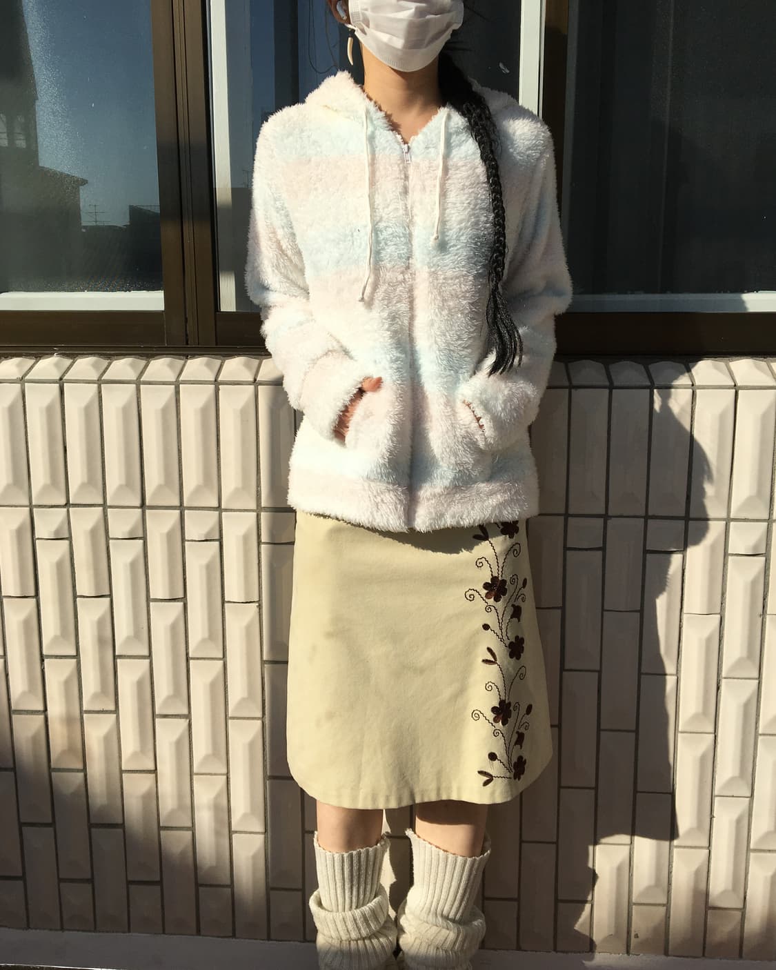 Stripe pattern fleece hood zip up 상품이미지6