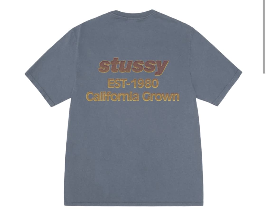 스투시 캘리포니아 그로운 피그먼트 다이드 티셔츠 네이비 상품이미지1