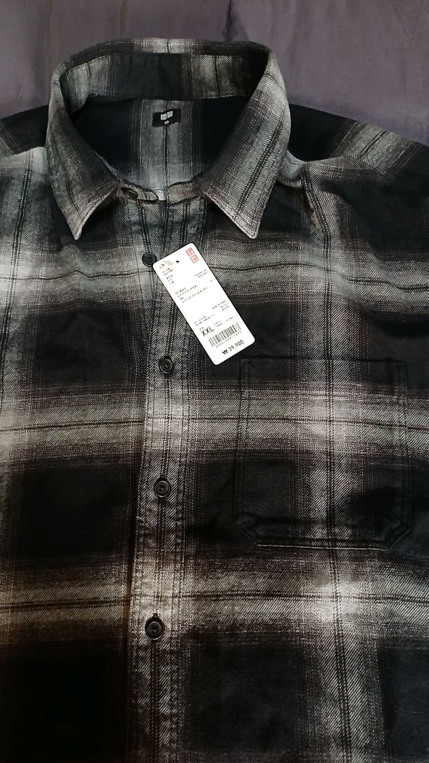 유니클로 미사용 체크남방 빅사이즈115 가슴67 기장82 상품이미지4