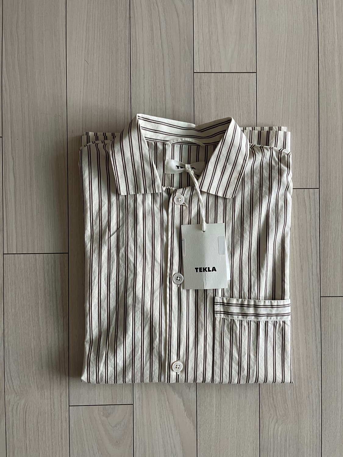 Tekla 스트라이프 긴팔 파자마 셔츠 S 상품이미지1