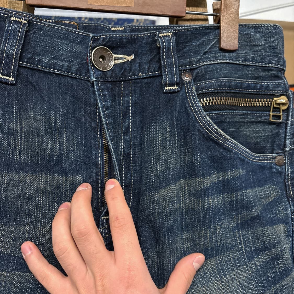 00s 에드윈 415XVS 익스클루시브 워싱 데님팬츠 백스트랩 N664 상품이미지5