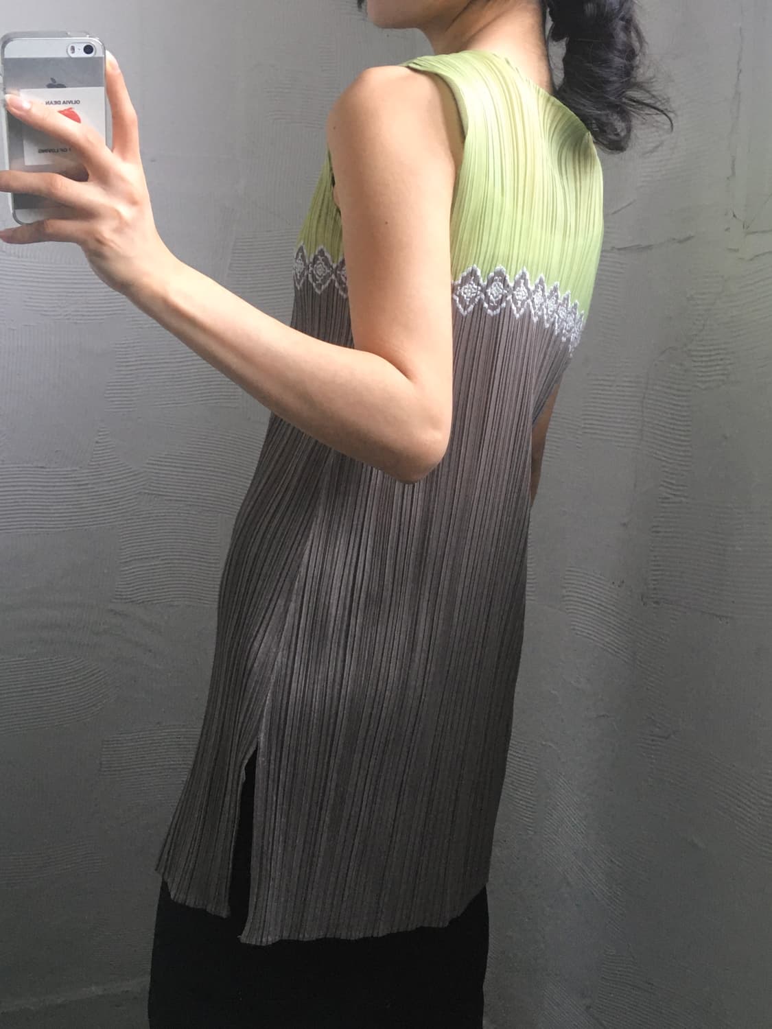 Pleats Please 플리츠플리즈 그린-브라운 슬리브리스 원피스  상품이미지2