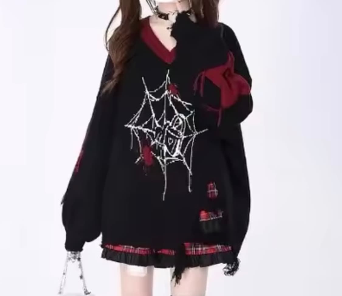 하라주쿠 니트 오버핏 지뢰계 갸루 락시크 펑크 상품이미지1