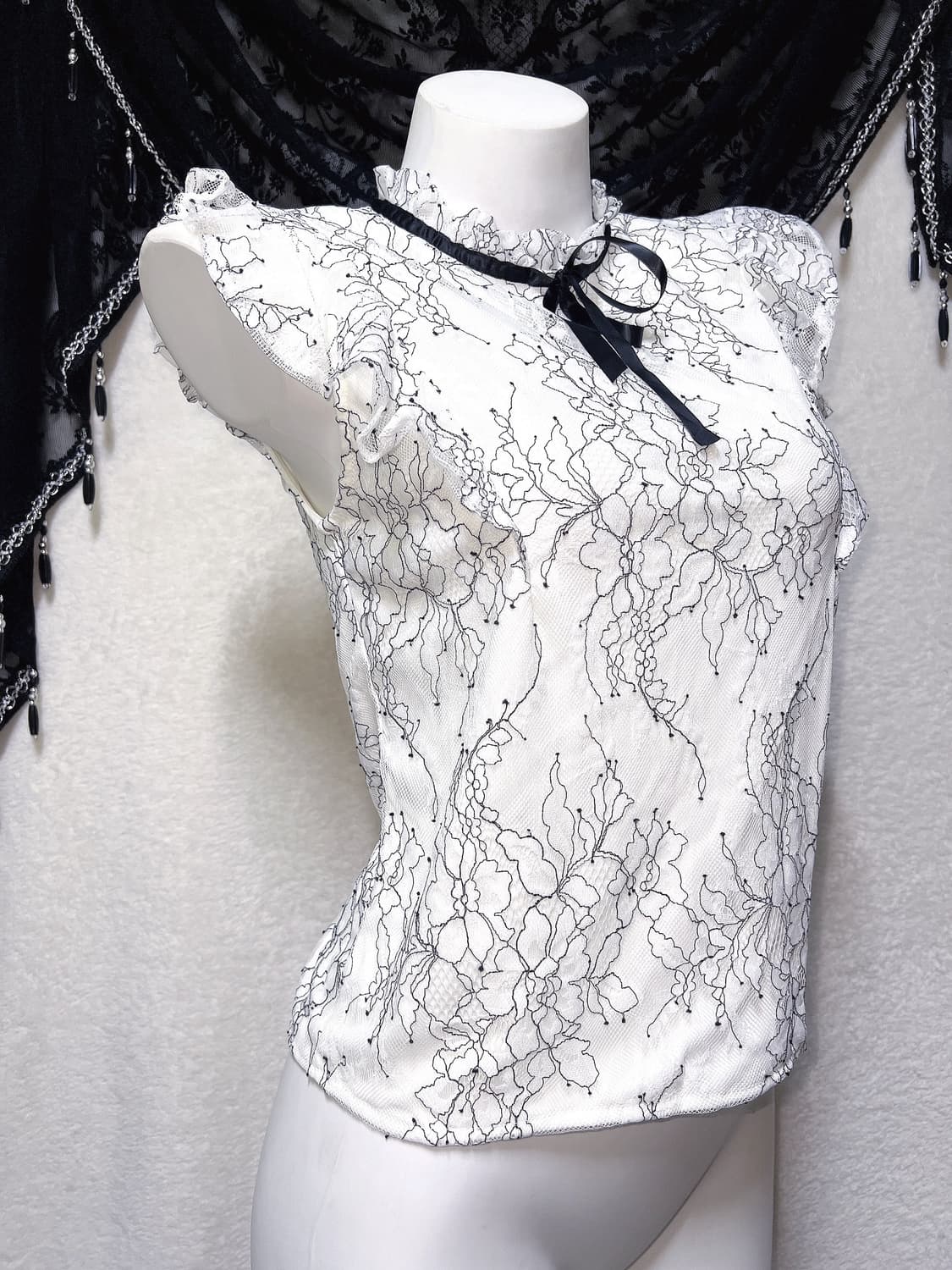 잉그니 ingni 프릴레이스 리본 블라우스 로걀탑 로맨틱갸루 양산형 핀터 상품이미지2