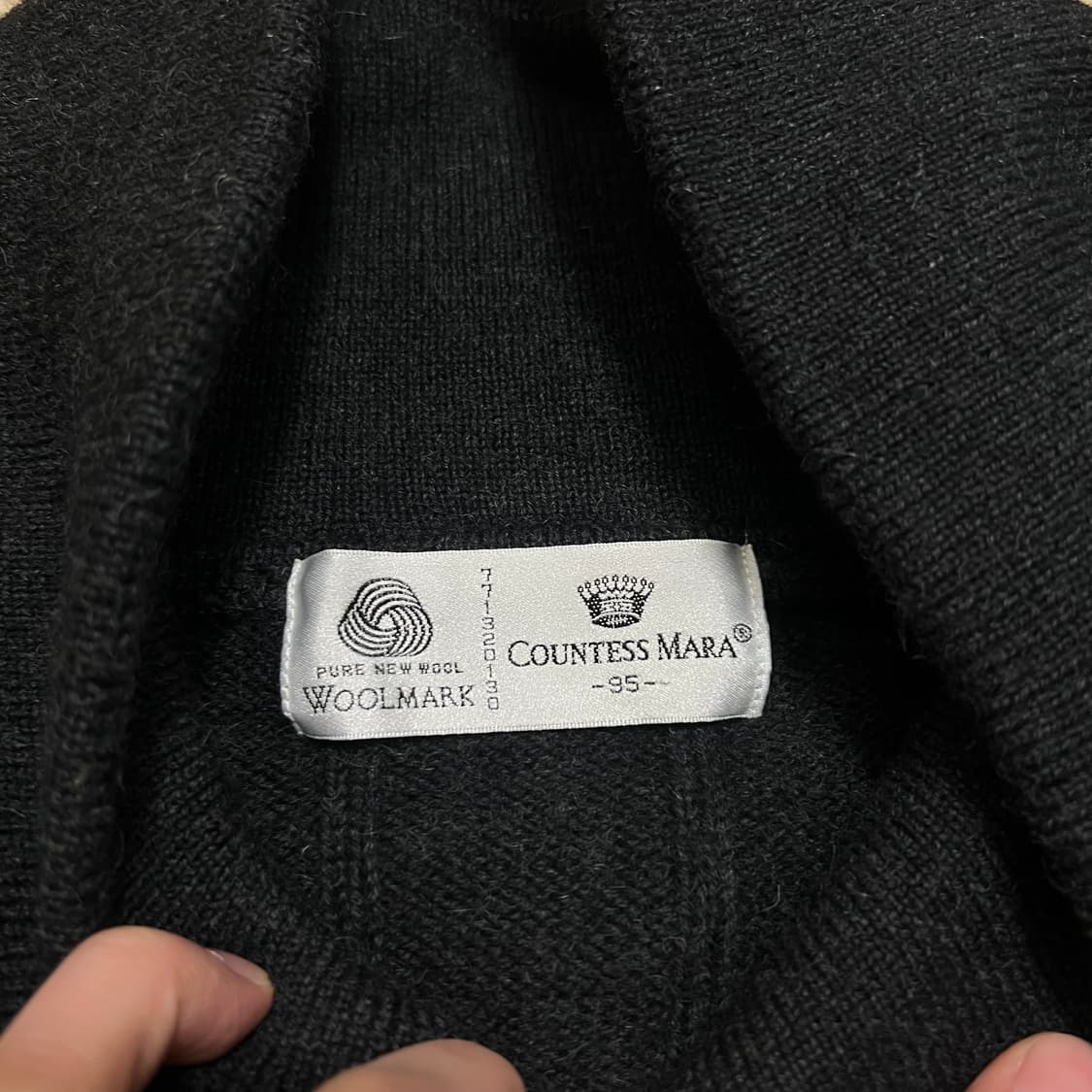 카운테스마라 여성 숄카라 울 패턴 니트 [블랙] M/95 상품이미지5
