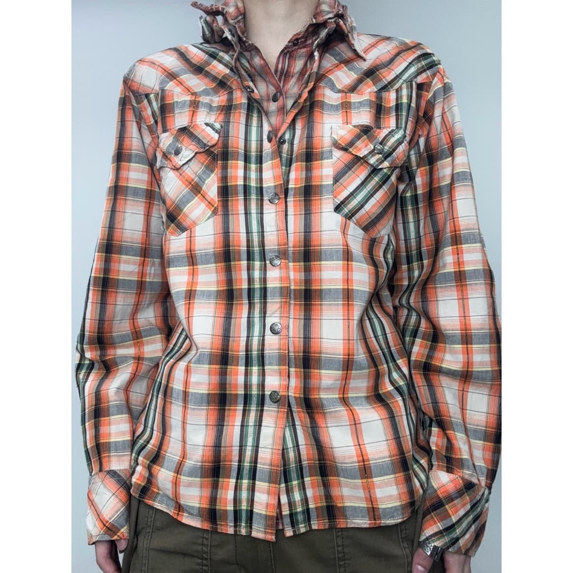 빈티지 레이어드 체크 셔츠 상품이미지1