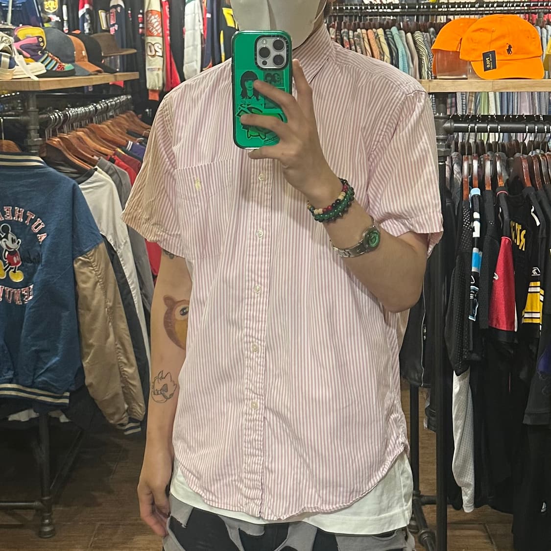 [HI] 폴로 랄프로렌 반팔 셔츠 스트라이프 핑크 상품이미지3