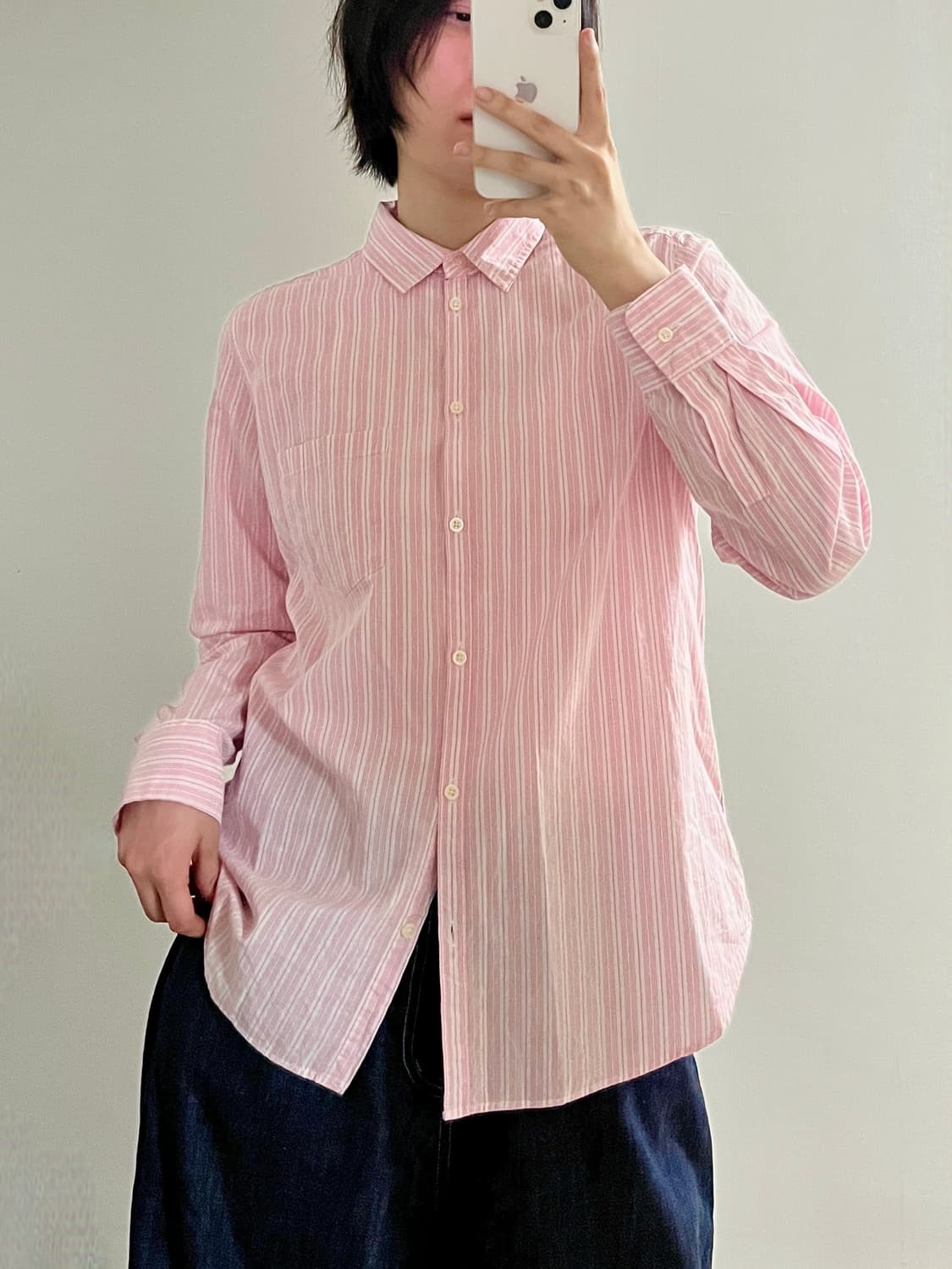 gap 갭 클래식 셔츠 핑크 스트라이프 M 상품이미지1