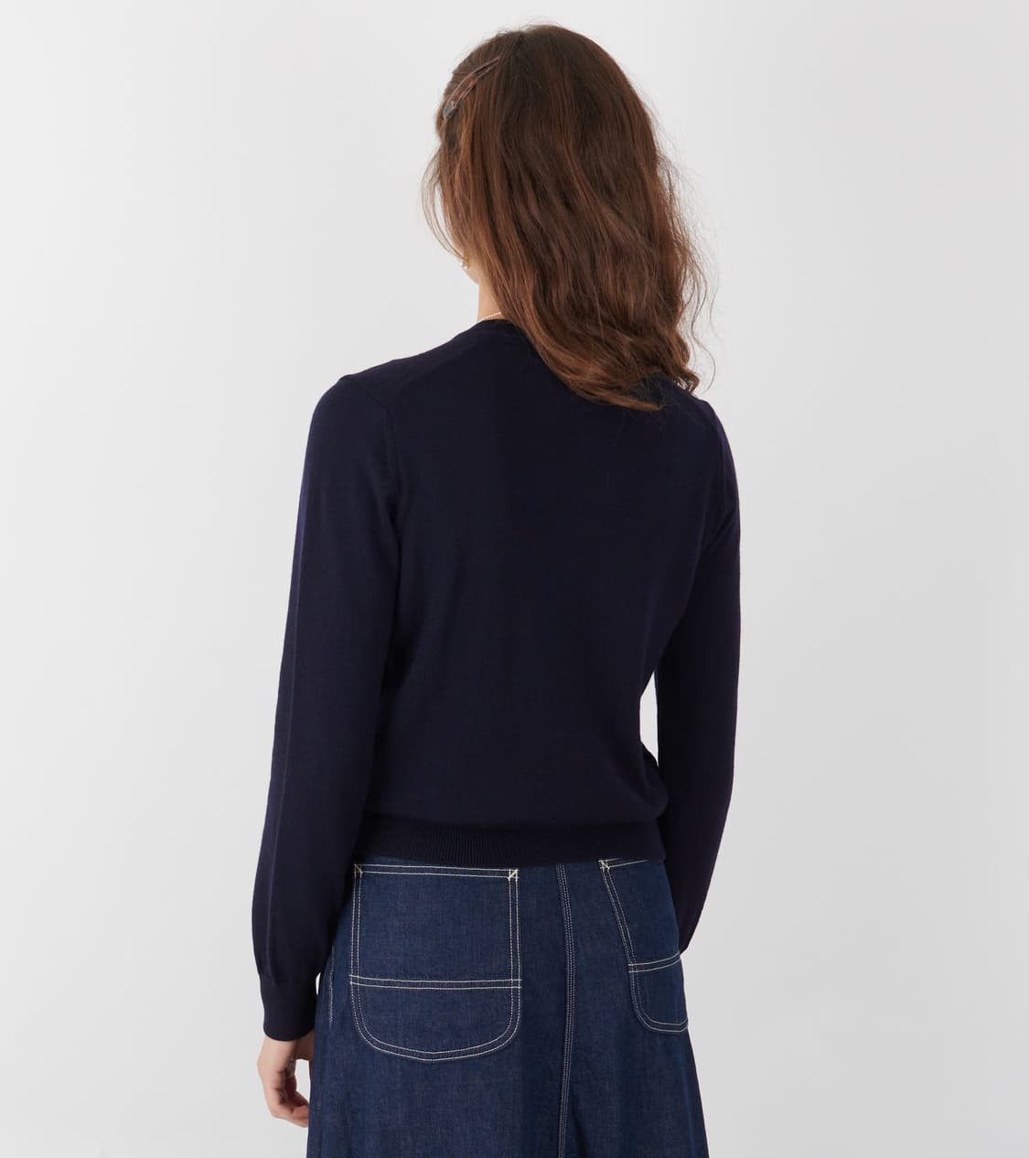[S,M,L]꼼데가르송 걸 25fw 보우 울 가디건/네이비 상품이미지4