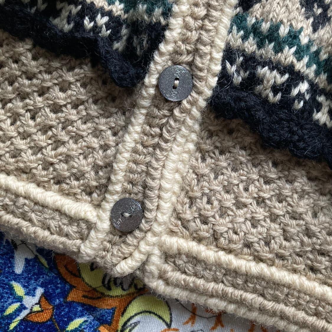 빈티지 핸드메이드 스티치 뜨개 울 니트 크로쉐 스웨터 버튼 가디건 아우터 상품이미지4