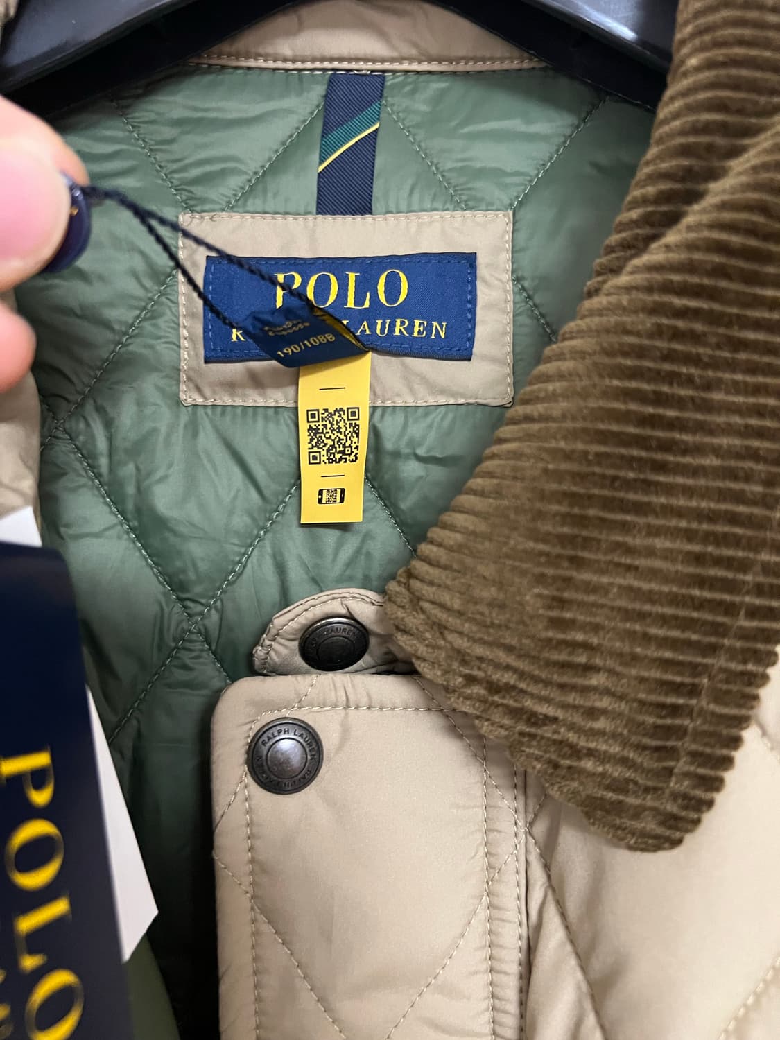 폴로 랄프로렌 퀼팅 자켓 경량패딩 카키 XXL 상품이미지4