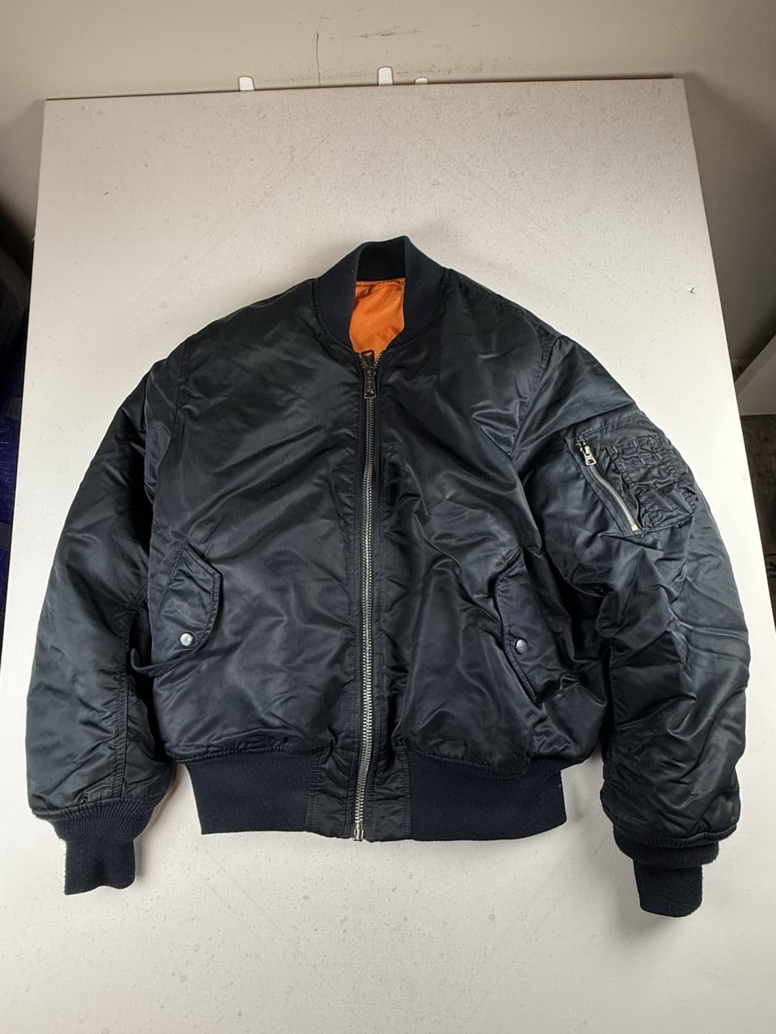 80s 미공군 납품용 알파인더스트리 MA-1 플라이트자켓 네이비 상품이미지1