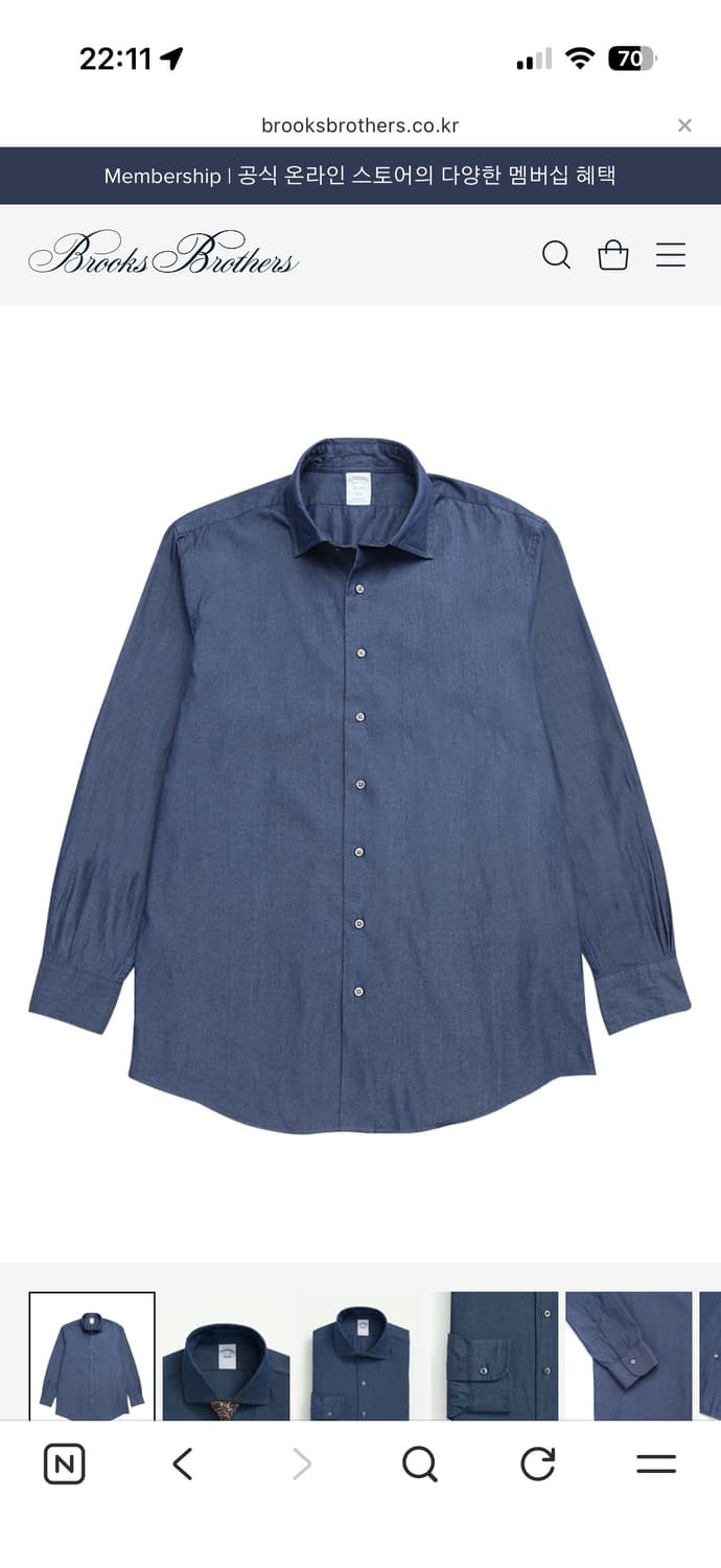 새상품)브룩스 브라더스 슬림핏 샴브레이 잉글리시 스프레드 칼라 드레스셔츠 상품이미지3