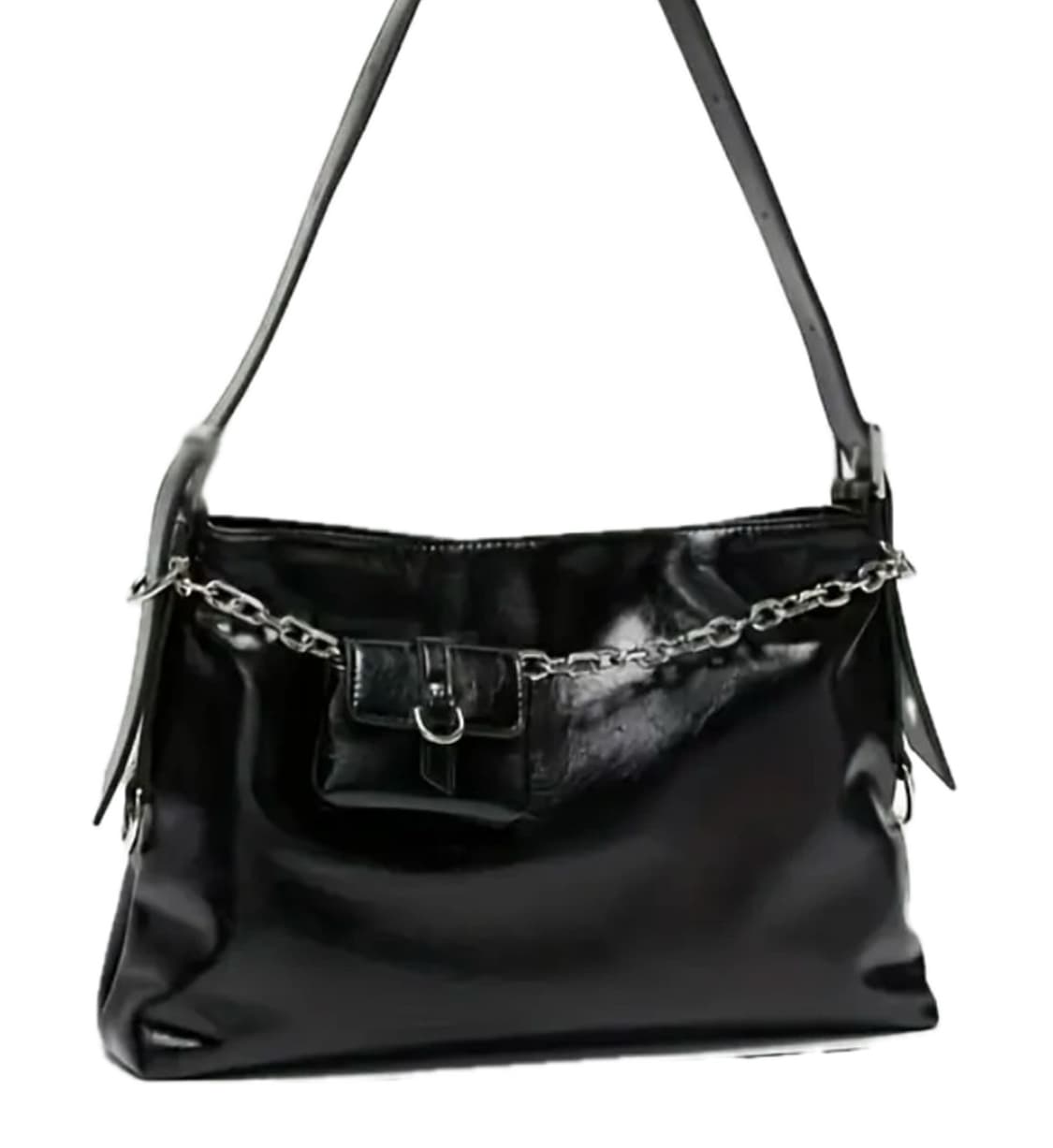 글로시 블랙 숄더백 상품이미지1