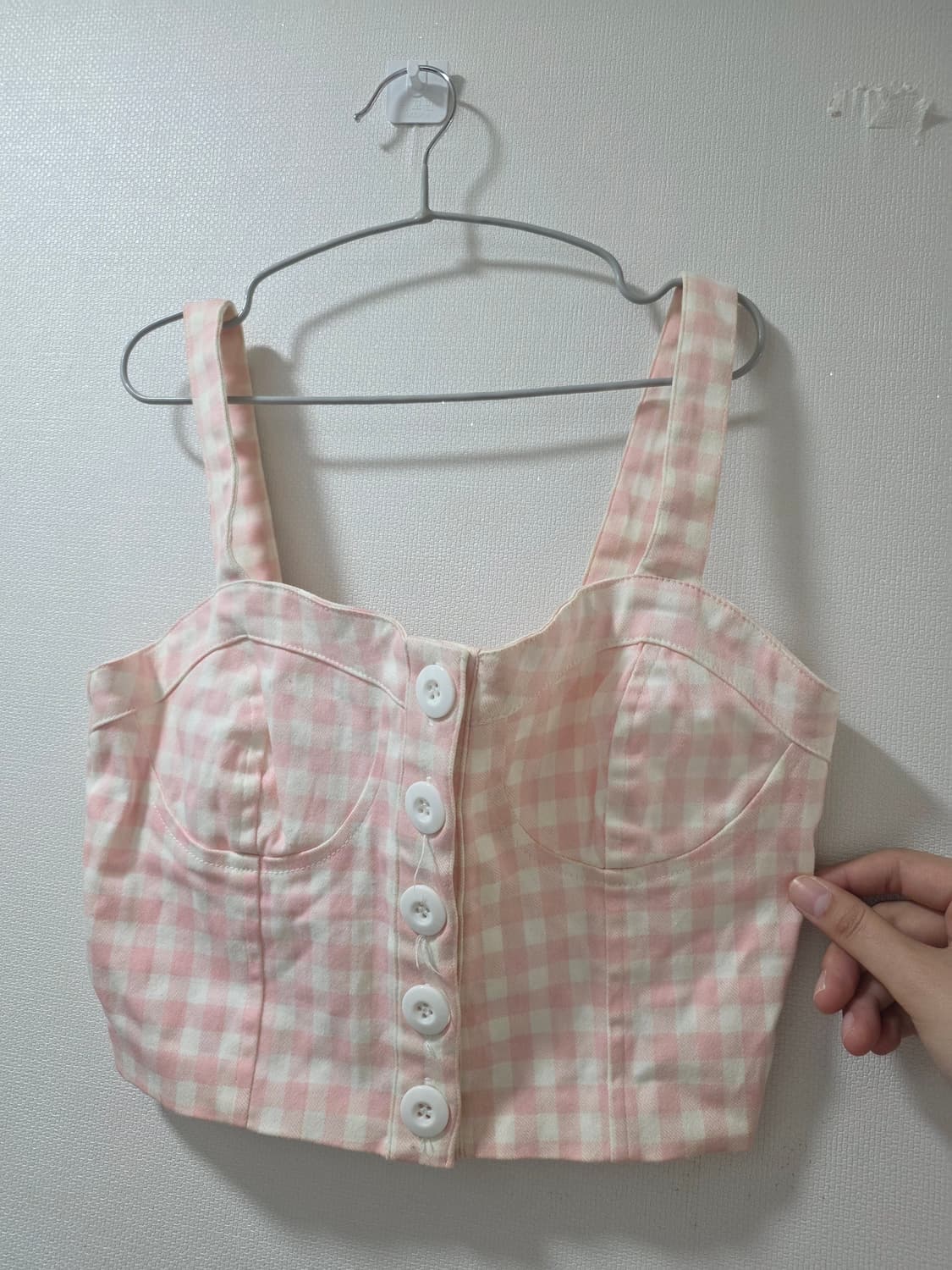 핑크 체크 뷔스티에 상품이미지5