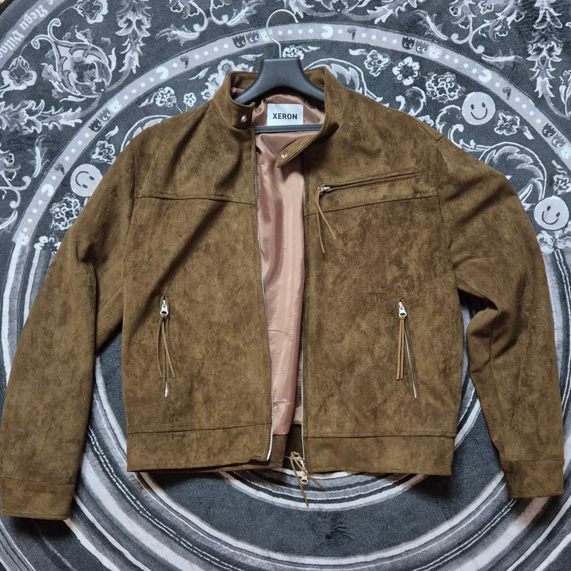 제론(Xeron) 브라운 스웨이드 바이커 자켓 상품이미지1