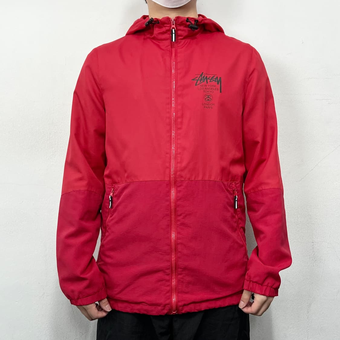 스투시 월드투어 후드 바람막이 자켓 레드 상품이미지2