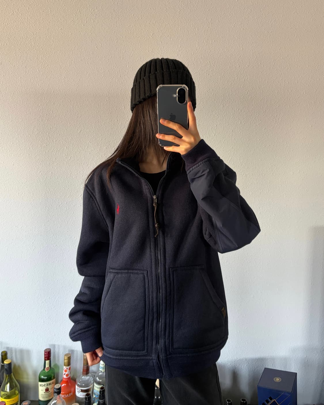 [M]폴로 랄프로렌 엘보 패치 딥파일 플리스 쉐르파 자켓 navy 상품이미지4