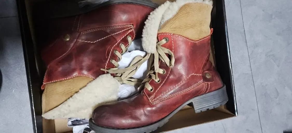 레드 브라운 양모 가죽부츠 37 상품이미지2