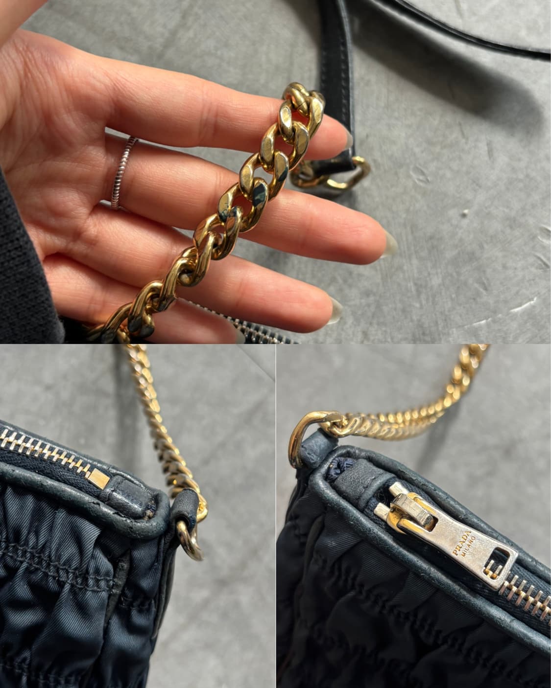 PRADA 프라다 네이비 나일론 테수토 고프레 숄더백 상품이미지10