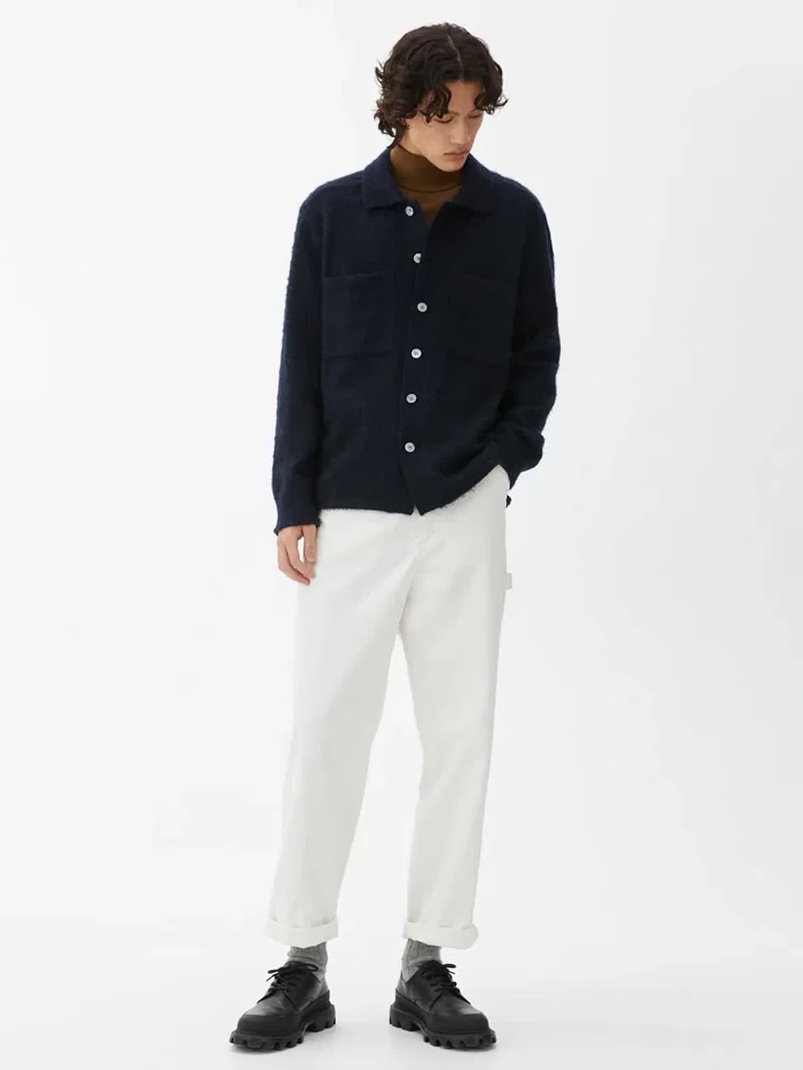 아르켓 다크 네이비 부클 울 가디건 상품이미지4