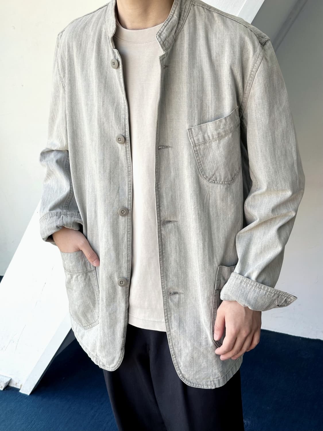 Denim stand collar work jacket 상품이미지3