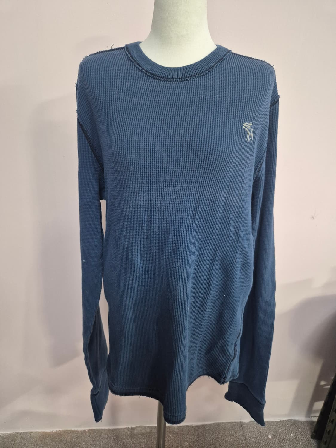 아베크롬비 긴팔 와플 티셔츠 네이비 상품이미지1