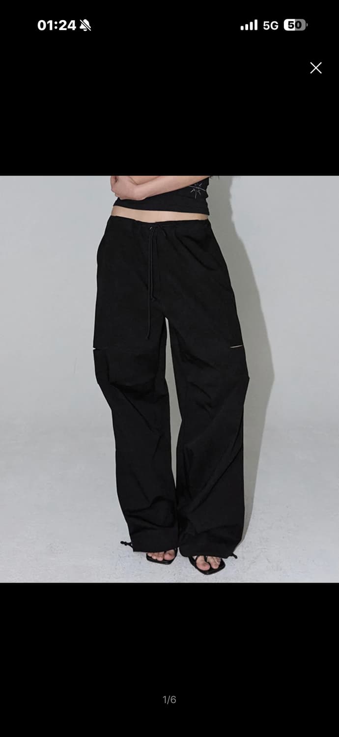 Organic Slit String Pants (black) 상품이미지1